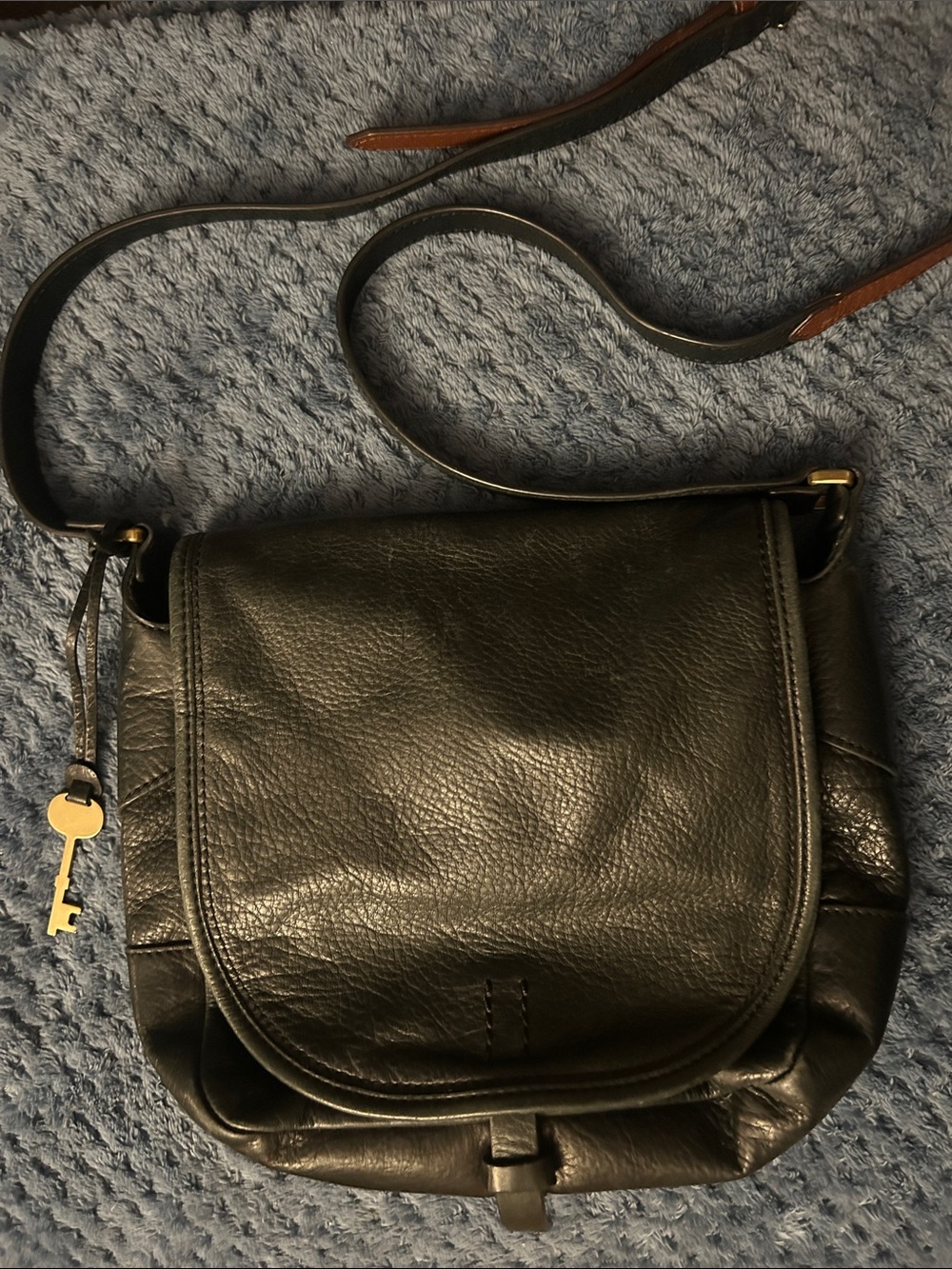 Women's Fossil Black Leather Crossbody Bag
